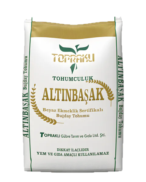 Altınbaşak buğday tohumu (Beyaz Ekmeklik Sertifikalı Buğday Tohumu) — Topraklı Tohumculuk ambalajı · Topraklı Tarım Konya